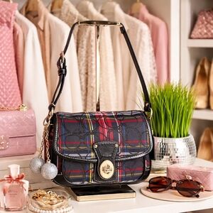Y2K Coach Vintage Tartan Plaid Shoulder‎ Hand Bag Poppy Signature Purse